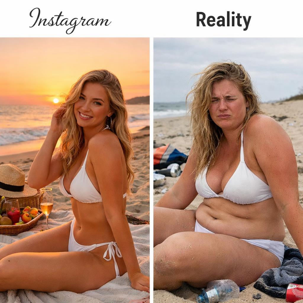instagram vs reality Blank Meme Template