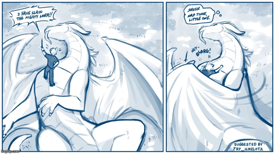 When you were sent to slay the dragon, but the dragon has other plans (art is by Thomas Fischbach) | image tagged in furry,dragon,twokinds | made w/ Imgflip meme maker