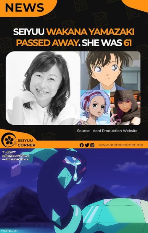 At least I hear her sister will voices Ran from Detective Conan... | image tagged in voice actor,sad,rip | made w/ Imgflip meme maker