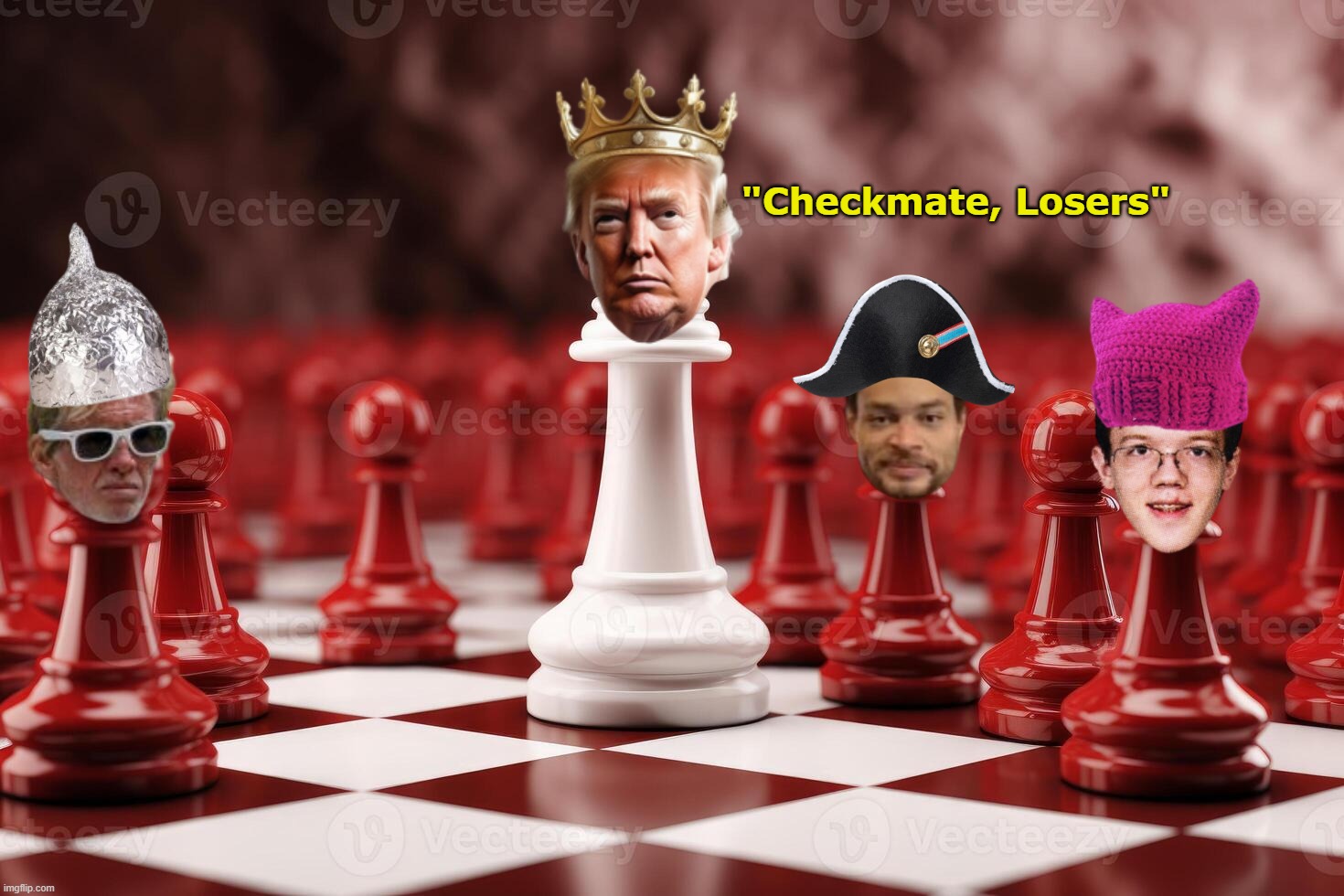 Democrat's / MSM's Pawns | "Checkmate, Losers" | image tagged in trump chess king cole crook routh meme | made w/ Imgflip meme maker