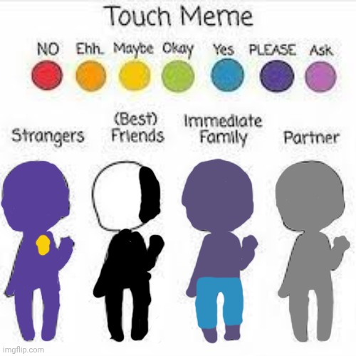 Touch meme | image tagged in touch meme,purple guy,william afton,the puppet,michael afton,henry emily | made w/ Imgflip meme maker