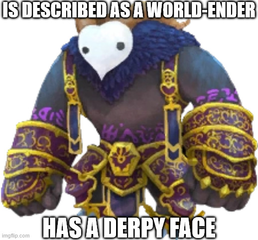 is described as a world-ender; has a derpy face | image tagged in gaming,kirby | made w/ Imgflip meme maker