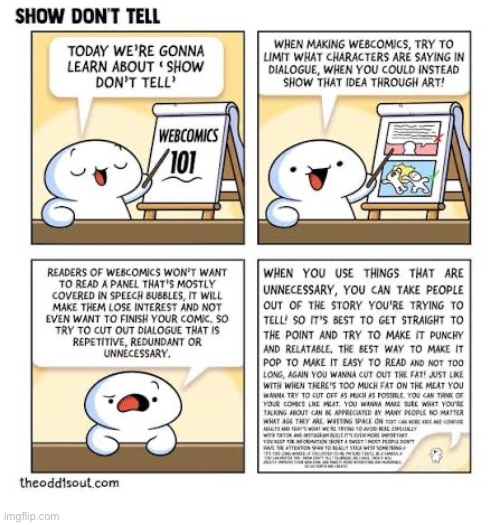 The Odd 1s Out | image tagged in comics,the odd 1s out,web comics,show dont tell,explanation,too many words | made w/ Imgflip meme maker