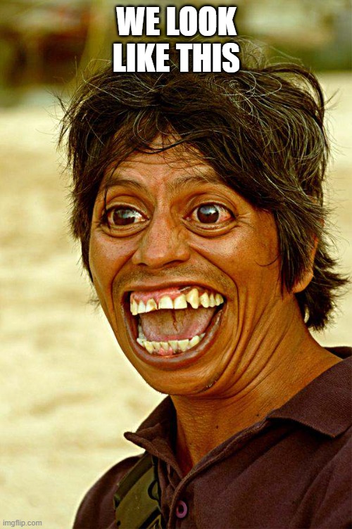 ugly face  | we look like this | image tagged in ugly face | made w/ Imgflip meme maker