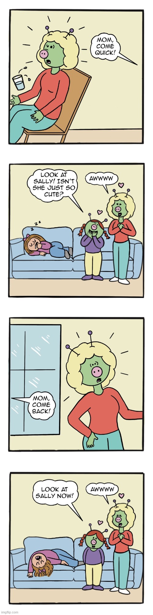 image tagged in aliens,mom,human,sally,sleep,sleeping | made w/ Imgflip meme maker