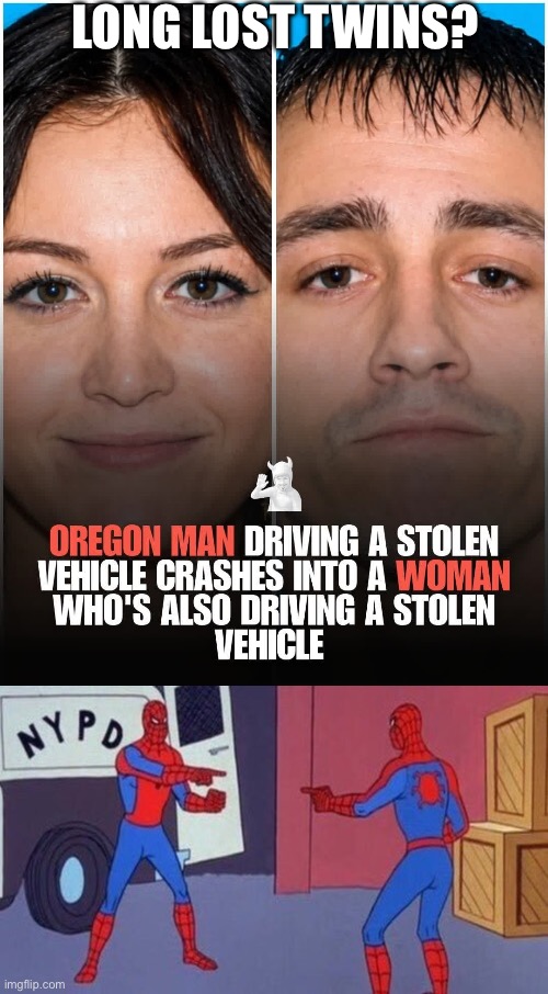 Twins? | Long lost twins? | image tagged in img_5982 jpeg,spiderman pointing at spiderman,stolen,cars,funny car crash | made w/ Imgflip meme maker