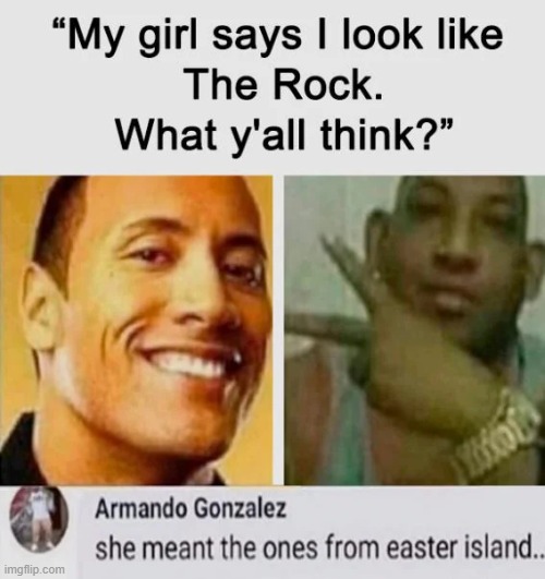 image tagged in the rock,easter island | made w/ Imgflip meme maker