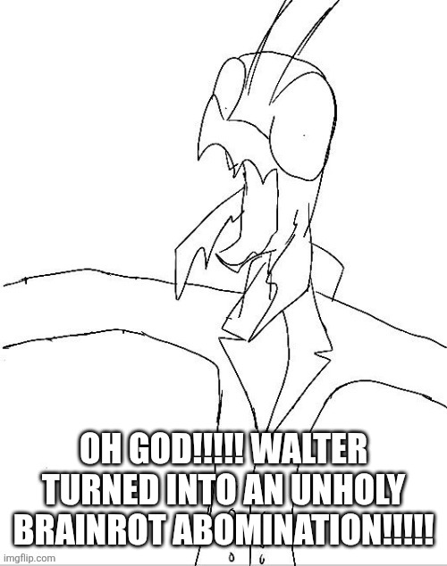 agjbz7.jpg | OH GOD!!!!! WALTER TURNED INTO AN UNHOLY BRAINROT ABOMINATION!!!!! | image tagged in agjbz7 jpg | made w/ Imgflip meme maker