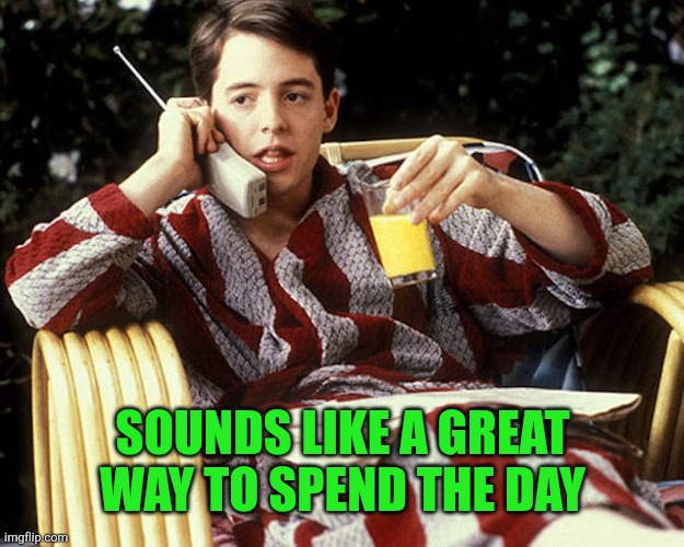 Ferris Bueller relax | Sounds like a great way to spend the day | image tagged in ferris bueller relax | made w/ Imgflip meme maker