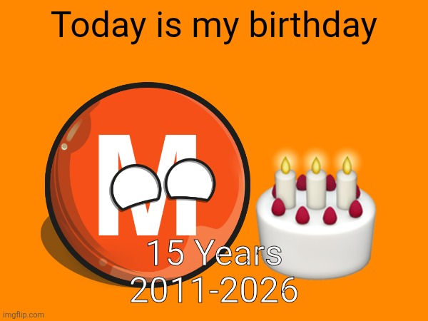 Today is my 15th birthday | Today is my birthday; 15 Years
2011-2026 | made w/ Imgflip meme maker