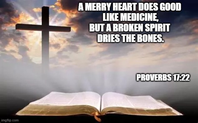 Proverbs Soul | A merry heart does good 
like medicine,
But a broken spirit 
dries the bones. Proverbs 17:22 | image tagged in merry heart,broken spirit,soul,find god | made w/ Imgflip meme maker