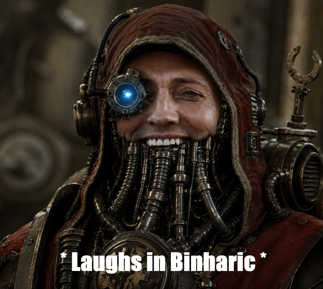 Skitarii Laughs in Binharic Blank Meme Template