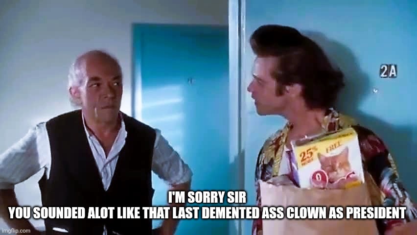 I'm sorry sir 
you sounded alot like that last demented ass clown as president | image tagged in ace ventura | made w/ Imgflip meme maker