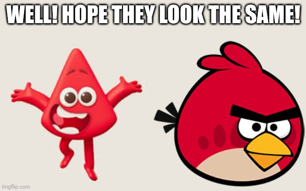 Angry Birds from TEMU | Well! Hope they look the same! | image tagged in mr mtc,red,angry birds,colourblocks | made w/ Imgflip meme maker