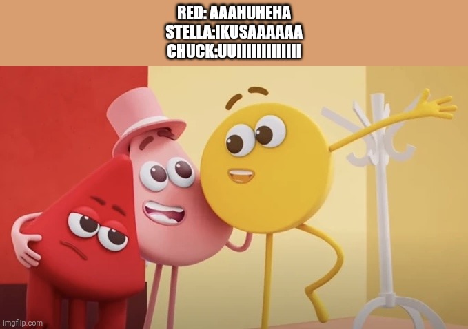 Angry Birds from TEMU | Red: Aaahuheha
Stella:Ikusaaaaaa
Chuck:uuiiiiiiiiiiiii | image tagged in x x everywhere colourblocks,angry birds,colourblocks,red,chuck,stella | made w/ Imgflip meme maker