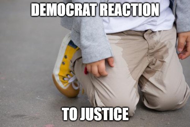 Pee Peed Pants  Wet self | Democrat reaction to justice | image tagged in pee peed pants wet self | made w/ Imgflip meme maker