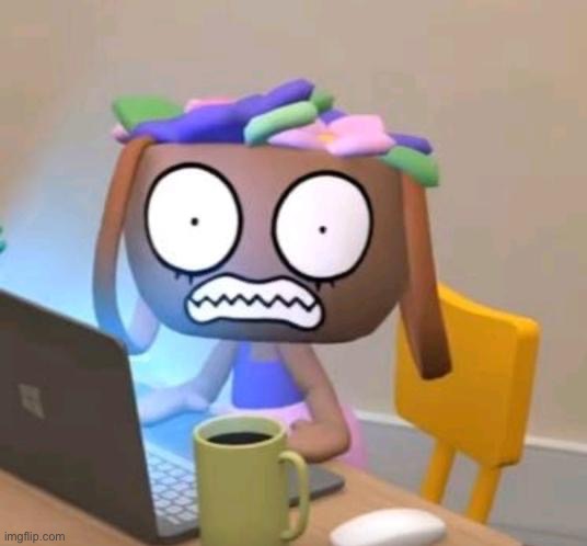 Shocked Bassie on computer | image tagged in shocked bassie on computer | made w/ Imgflip meme maker