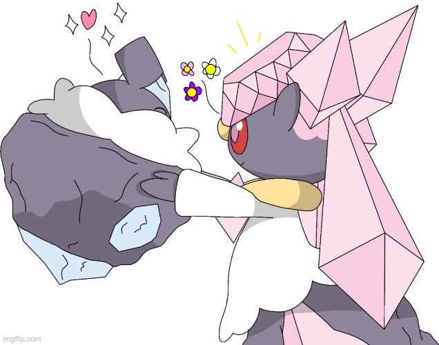 Diancie holding a Carbink | image tagged in diancie holding a carbink | made w/ Imgflip meme maker