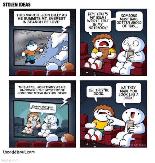 The Odd 1s Out | image tagged in comics,the odd 1s out,stolen ideas,notebook,theyre good,dork | made w/ Imgflip meme maker