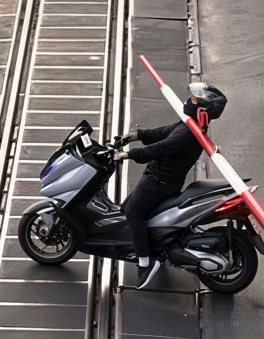 Motorcycle and railway gate Blank Meme Template