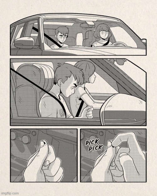 A dark graphic story called 'Hangnail' by Adam Ellis (I'll be posting this story for the next few days!) | image tagged in car,driving,thumb,hang,nail,hangnail | made w/ Imgflip meme maker