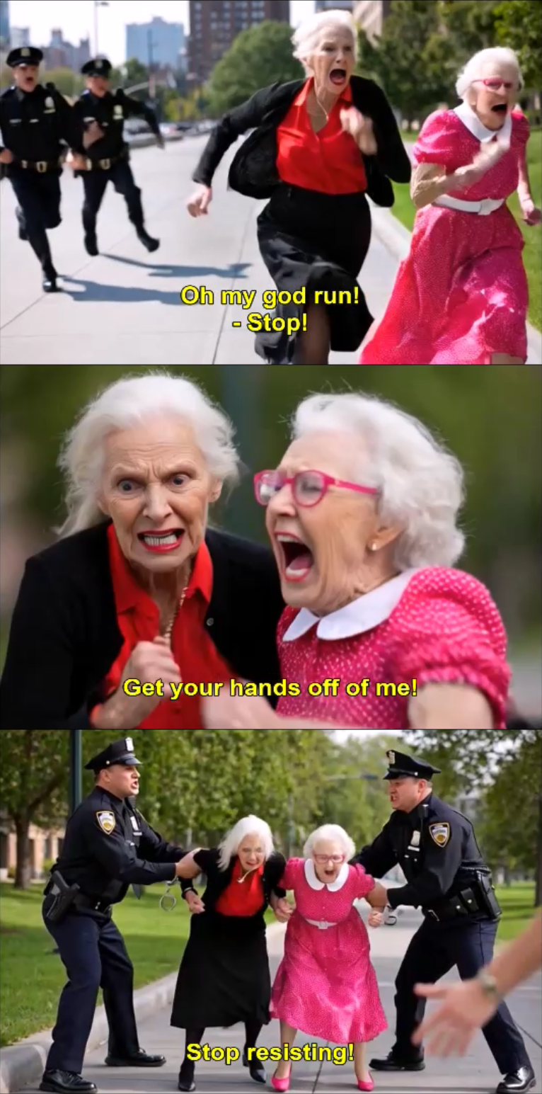 2 Old Ladies Being Arrested By The Cops Blank Meme Template