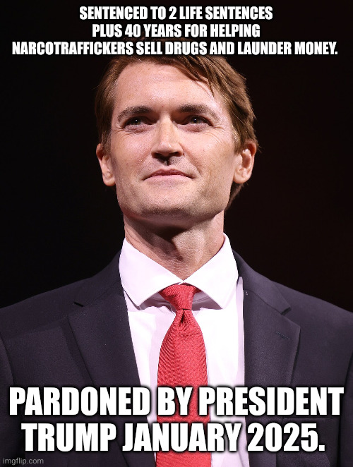Thanks, President Trump. I can't wait to get back into crypto. | Sentenced to 2 life sentences plus 40 years for helping narcotraffickers sell drugs and launder money. Pardoned by President Trump January 2025. | image tagged in ross ulbricht,memes,cryptocurrency,money laundering,narcotrafficking,silk road | made w/ Imgflip meme maker
