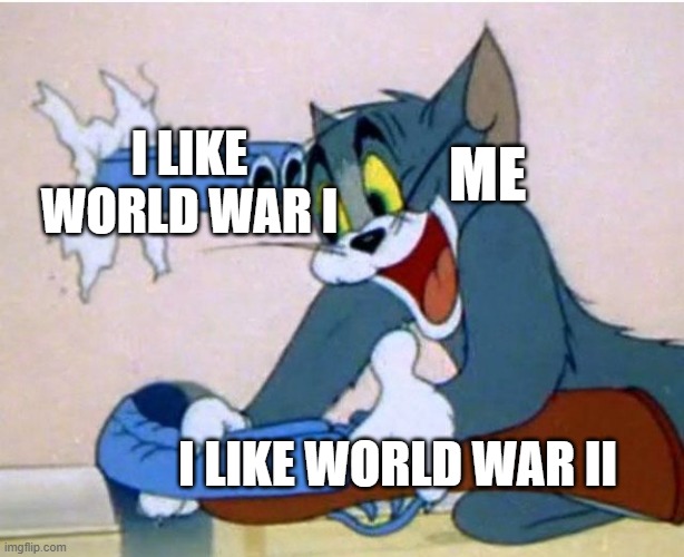 I will see the world war against them | I like World War I; Me; I like World War II | image tagged in tom and jerry,memes,funny | made w/ Imgflip meme maker
