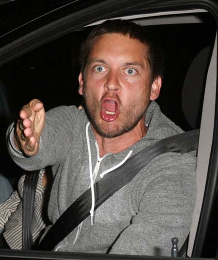 Tobey Maguire upset car Blank Meme Template