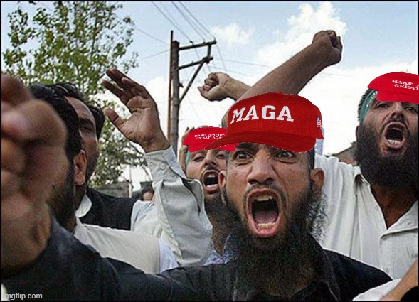 I mean, put some maga hats on them and it's the same people | image tagged in muslim rage boy | made w/ Imgflip meme maker