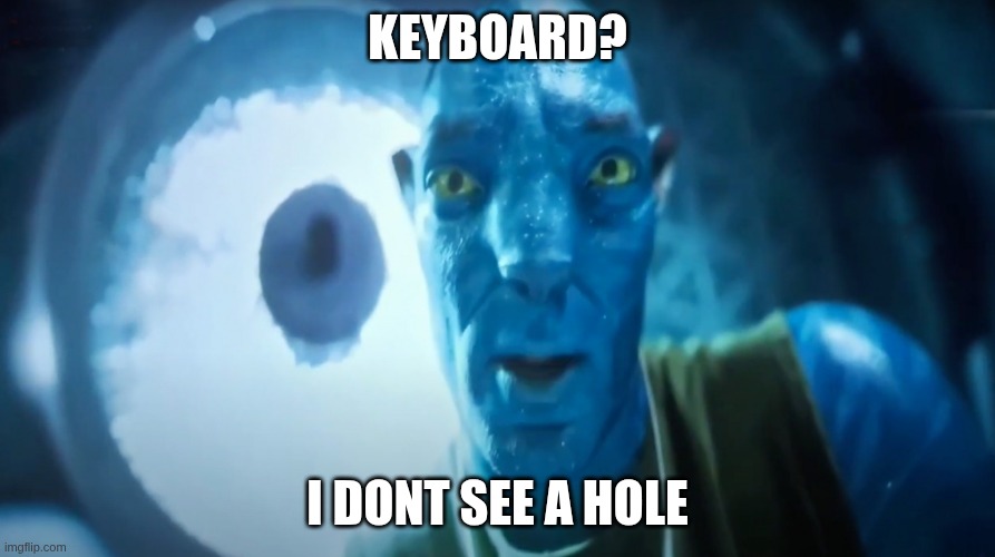 redo of PC Gamer Humor(No,Not sexual. its referring to a door keyhole) | keyboard? i dont see a hole | image tagged in staring avatar guy | made w/ Imgflip meme maker