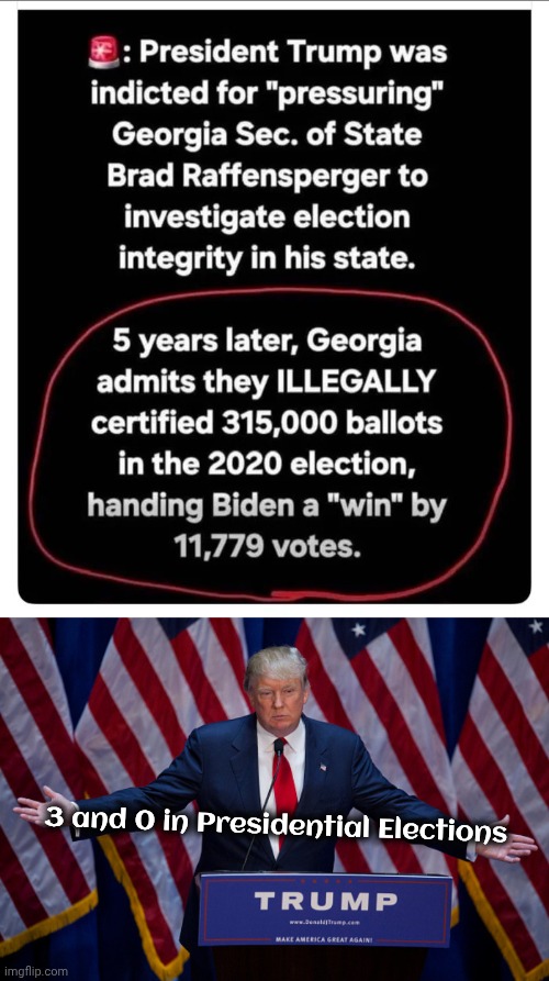 Becoming increasingly clear | 3 and 0 in Presidential Elections | image tagged in donald trump,democrats democratting,cheating,election tampering,always has been,can't win if they play fair | made w/ Imgflip meme maker