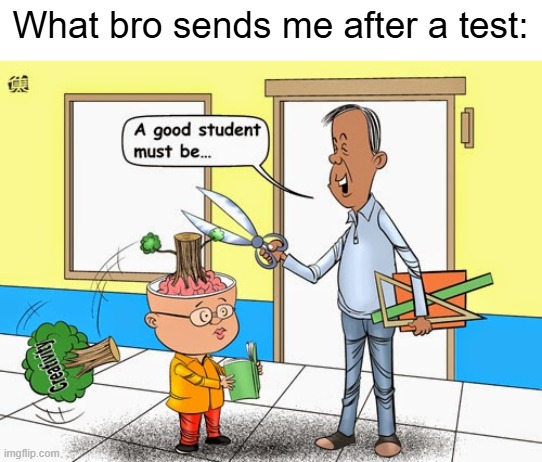 He's got a point tho | What bro sends me after a test: | image tagged in memes,education system,funny,relatable,bro,test | made w/ Imgflip meme maker