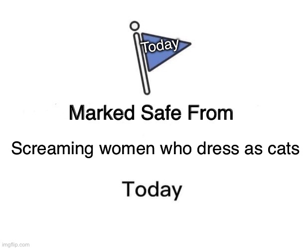 Screaming women | Today; Screaming women who dress as cats | image tagged in memes,marked safe from | made w/ Imgflip meme maker