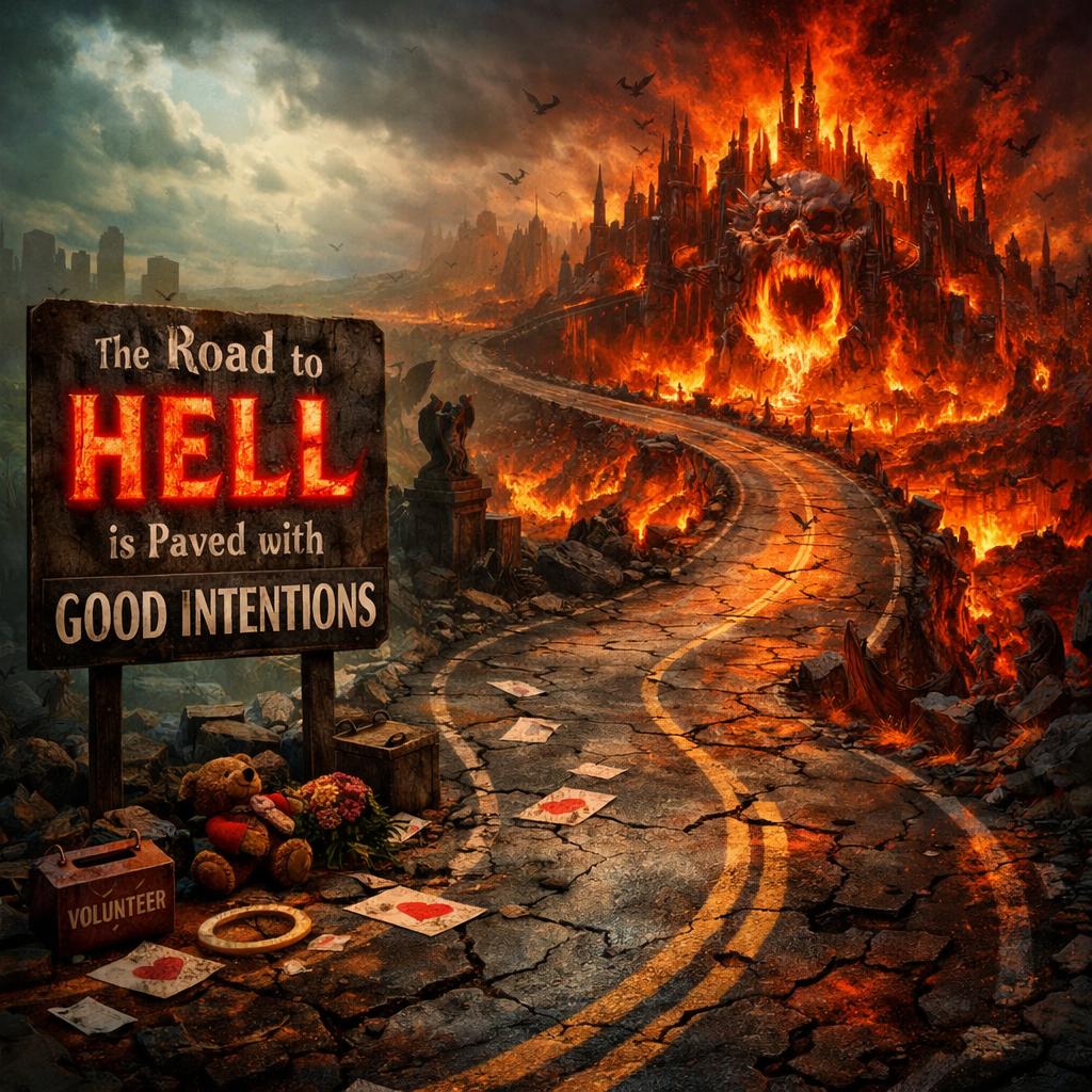 The road to hell is paved with good intentions Blank Meme Template