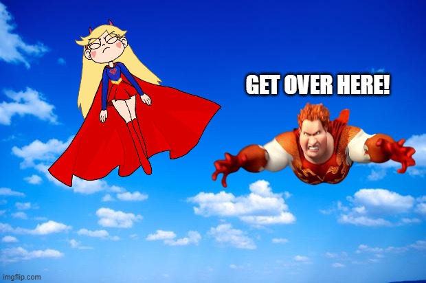 blue sky | get over here! | image tagged in blue sky | made w/ Imgflip meme maker