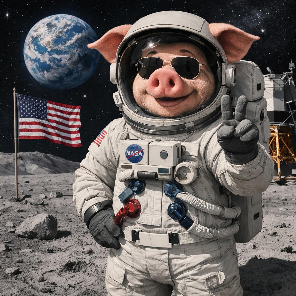 John pork on the moon Blank Meme Template