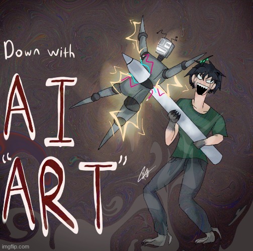 I dislike ai art | image tagged in kms png,oc,drawing,anti ai,no ai | made w/ Imgflip meme maker