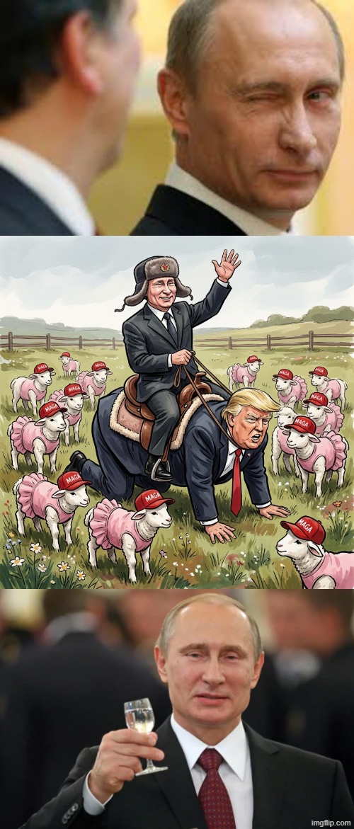 Mission Accomplished! | image tagged in vladimir putin,donald trump,jeffrey epstein,trump russia collusion,trump russia,make america great again | made w/ Imgflip meme maker