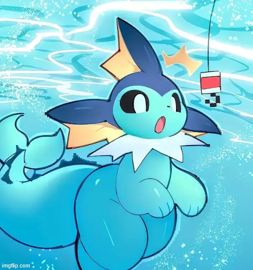Fishing for Vaporeon | image tagged in eevee,vaporeon | made w/ Imgflip meme maker