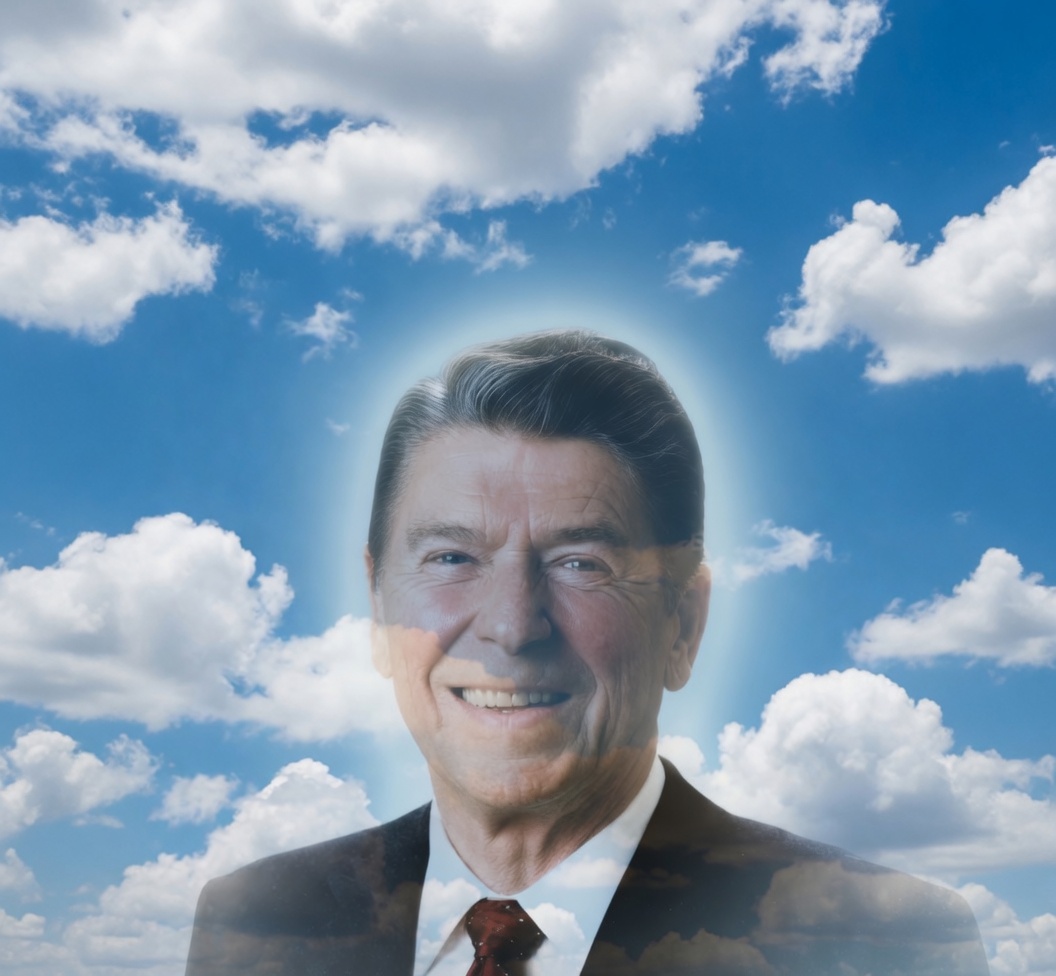 Reagan Looking Down from Heaven Blank Meme Template
