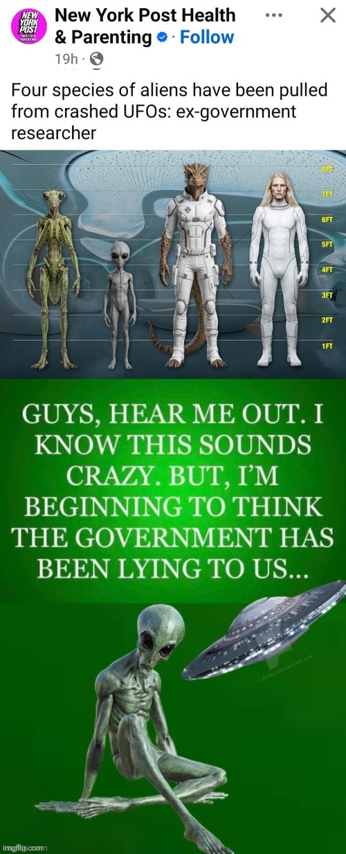 4 types of aliens visited us | image tagged in ufo aliens,cover up | made w/ Imgflip meme maker