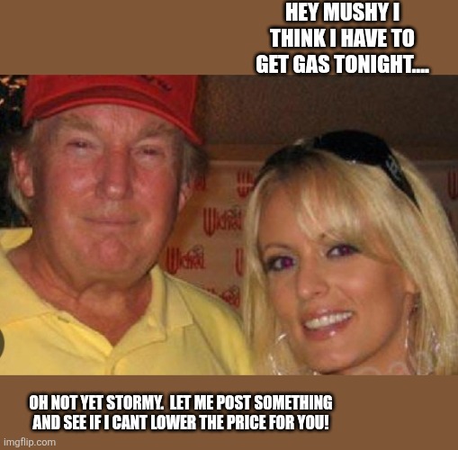 I think I will wait to see what 3am has in store for us!!!! | Hey mushy I think i have to get gas tonight.... Oh not yet stormy.  Let me post something and see if I cant lower the price for you! | image tagged in side chick | made w/ Imgflip meme maker