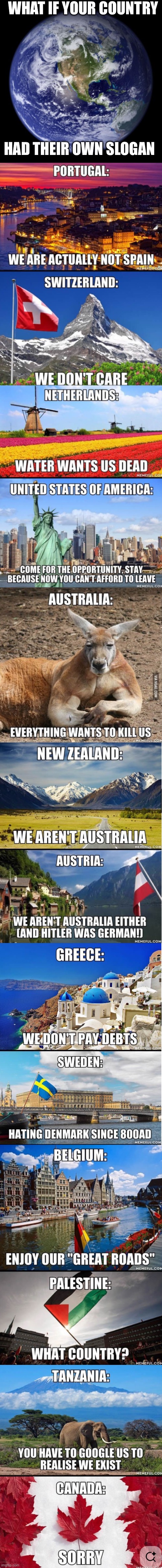 If your country had their own slogan | What if your country; Had their own slogan | image tagged in earth | made w/ Imgflip meme maker