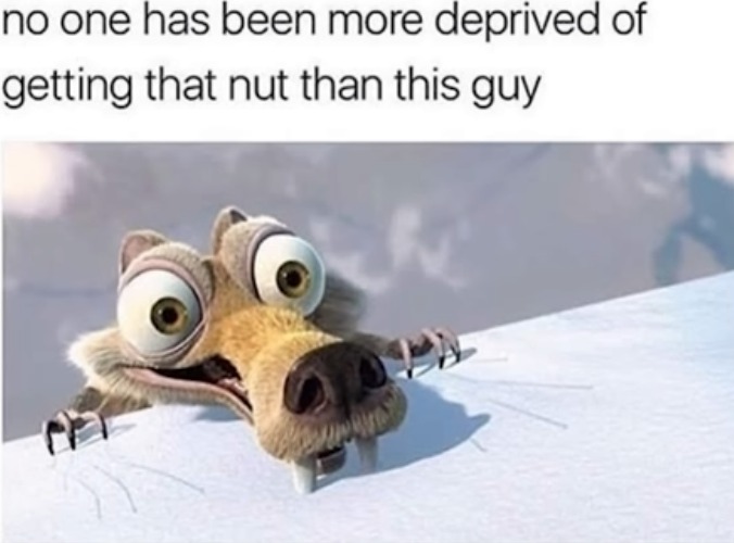 image tagged in scrat,nut,acorn,ice age,squirrel,movies | made w/ Imgflip meme maker