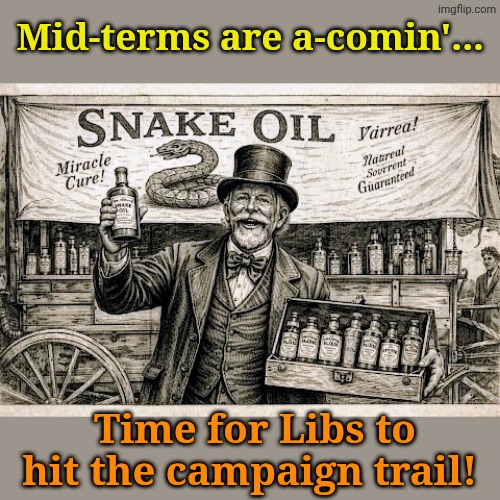 Peddling their SSDD. SSDM. SSDY... You get the idea. | Mid-terms are a-comin'... Time for Libs to hit the campaign trail! | made w/ Imgflip meme maker