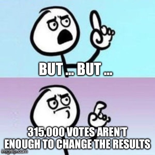 Nevermind | But … but … 315,000 votes aren’t enough to change the results | image tagged in nevermind | made w/ Imgflip meme maker