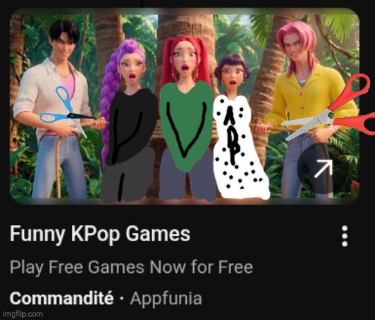 I fixed another kpop demon hunters ad i got but the saja boys are saving the huntrix girls lives | image tagged in kpdh,ads,youtube,cursed | made w/ Imgflip meme maker