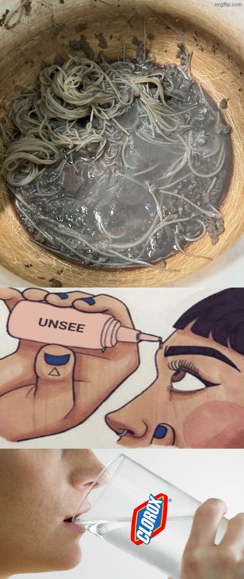 Unsee Drops And Bleach Drinking Needed | image tagged in cursed images,pasta,oh hell no,unsee,drink bleach,nasty food | made w/ Imgflip meme maker