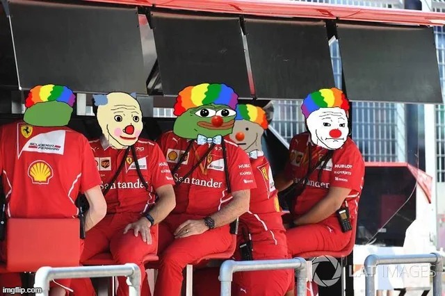Ferrari Clowns | image tagged in ferrari,clown,f1,formula 1 | made w/ Imgflip meme maker